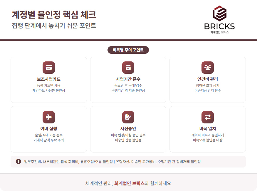 보조금 사업비 정산 검증 주요 불인정 사례 회계법인 브릭스